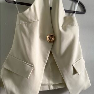 Commense Cream Vest with Gold Accent